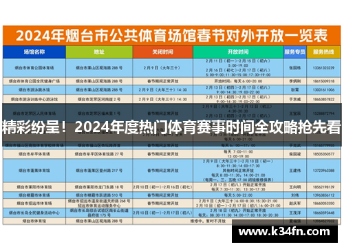 精彩纷呈！2024年度热门体育赛事时间全攻略抢先看